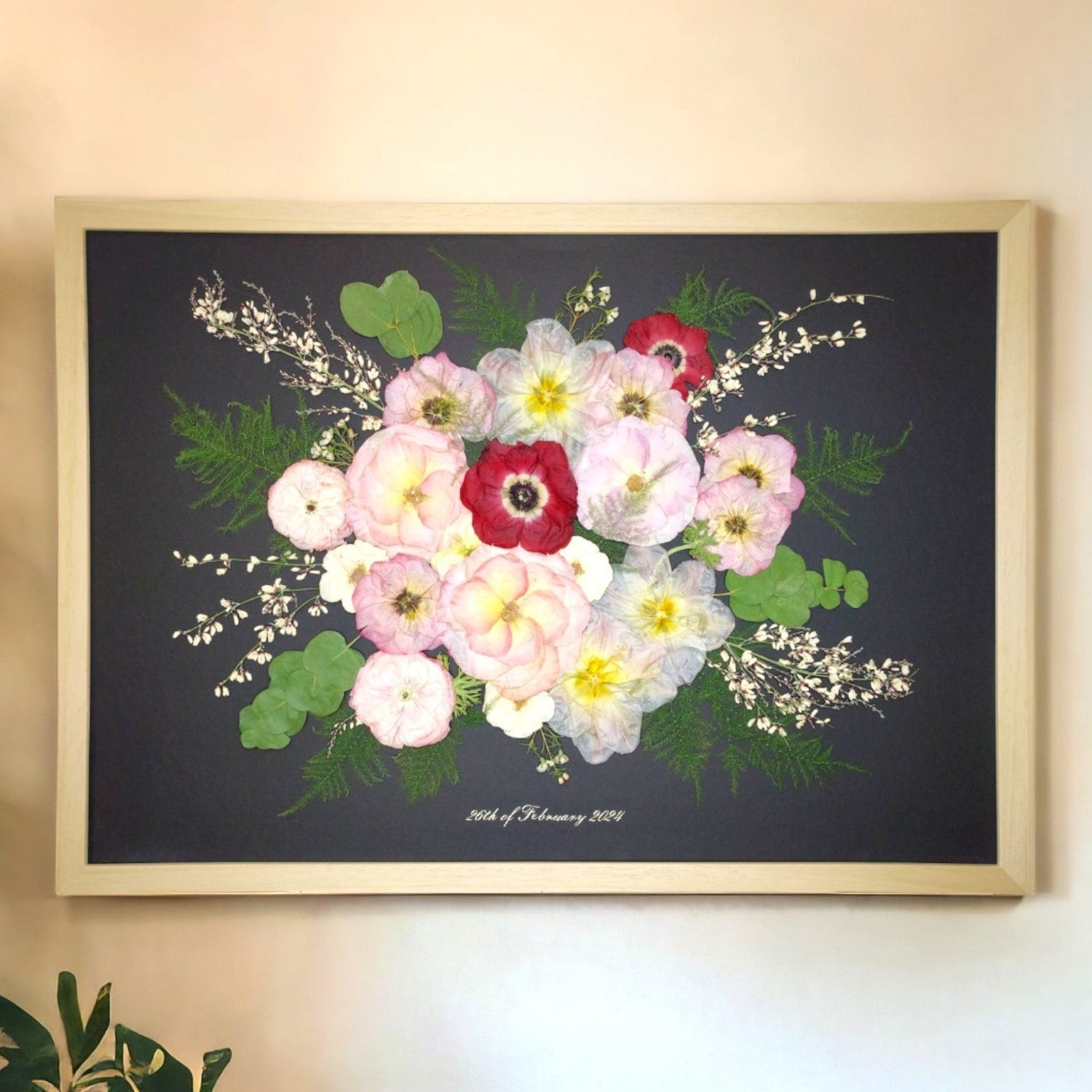 SIÓG Botanicals Natural / Traditional (no spacing) Pressed Flower Artwork on Canvas: 50cm x 70cm